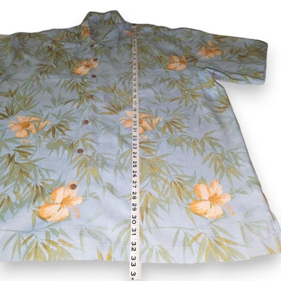 Tommy Bahama Mens Floral Light Blue Hawaiian Silk Aloha Camp Shirt XXL 2XL - Picture 7 of 11